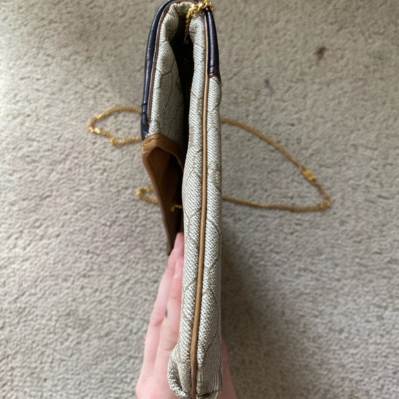 Rare Vintage Authentic Dior foldover honeycomb canvas and leather crossbody bag - Picture 7 of 15